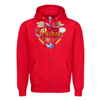 Red teacher heart Zipper Hoodie - Artiststas