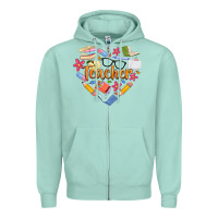 Seafoam teacher heart Zipper Hoodie - Artiststas