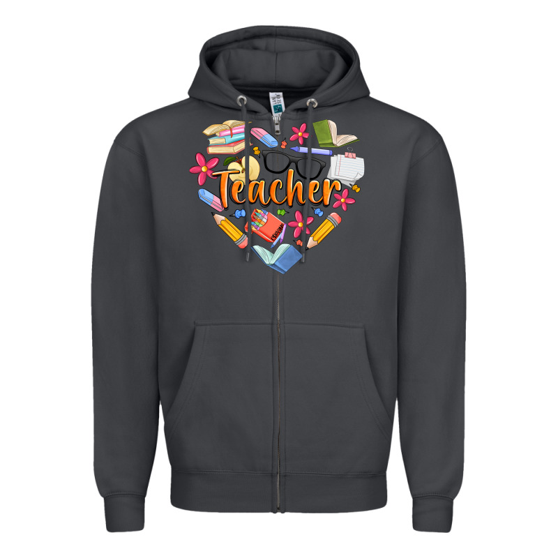 Teacher Heart Zipper Hoodie by Artiststas | Teevron