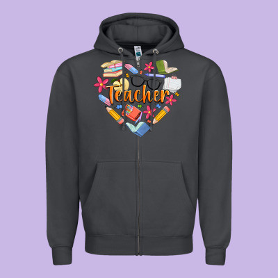Teacher Heart Zipper Hoodie Designed By Artiststas