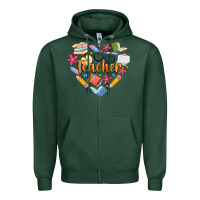 Sports Green teacher heart Zipper Hoodie - Artiststas