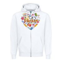 White teacher heart Zipper Hoodie - Artiststas