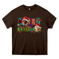 Chocolate Brown merry christmas gnomies Heavy Core Tee - FaDigitalArtStudio
