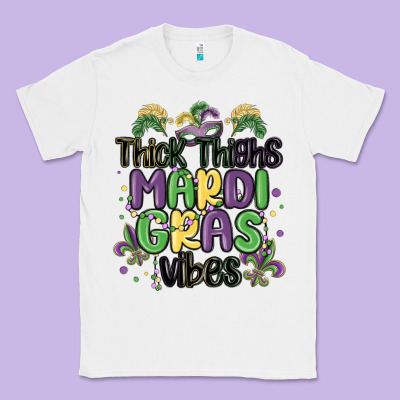 Thick Thighs Mardi Gras Vibes Classic Tee Designed By Maliassmallbusiness