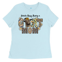 Baby Blue kinda busy being a goat mom Ladies Tee - CowhideDigitalArt