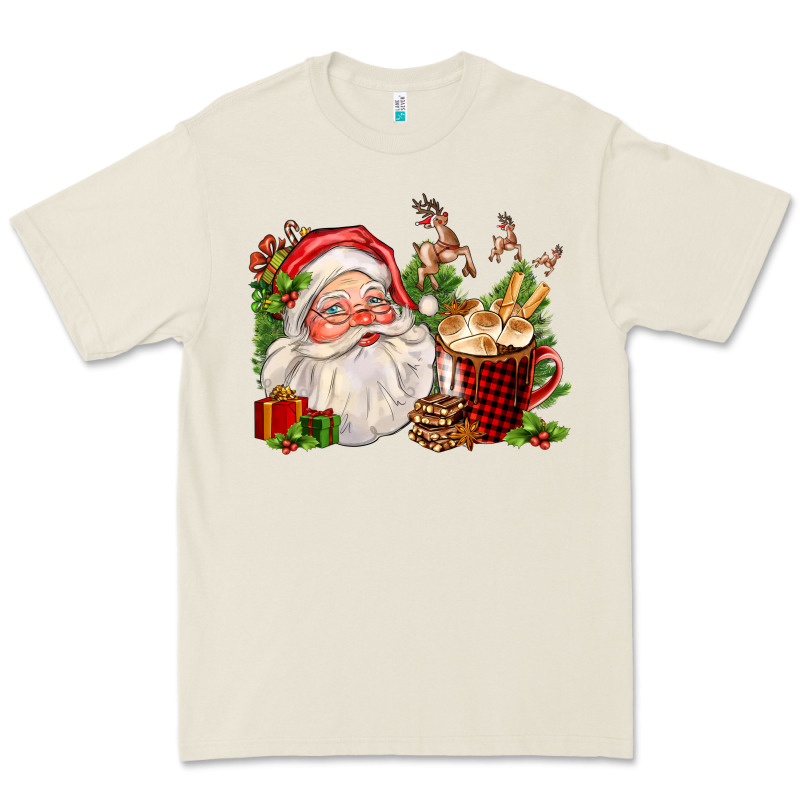 Santa And Hot Cocoa Cup Premium Tee by FaDigitalArtStudio | Teevron