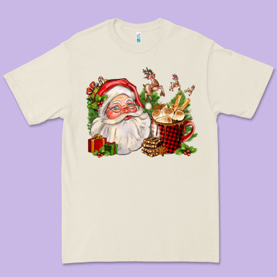 Santa And Hot Cocoa Cup Premium Tee Designed By Fadigitalartstudio
