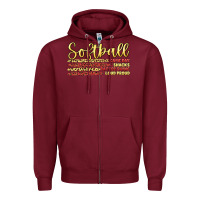Burgundy softball game day Zipper Hoodie - Artiststas