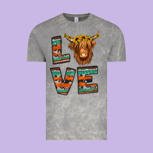 Love Highland Cow Vintage Tee Designed By Jasminsmagicworld