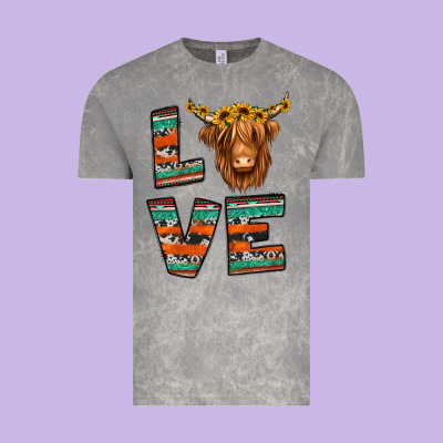Love Highland Cow Vintage Tee Designed By Jasminsmagicworld
