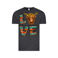 Vintage Black love highland cow Vintage Tee - Jasminsmagicworld