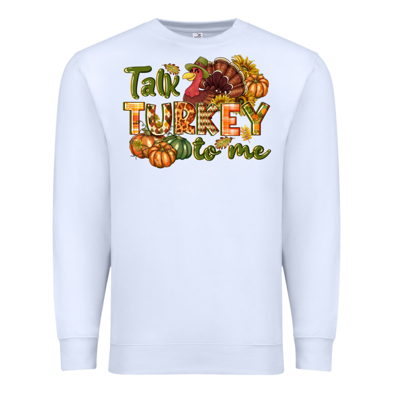 Talk Turkey To Me Thanksgiving P Premium Sweatshirt by NancyCooperArtShop | Teevron