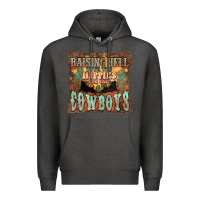 Charcoal Heather Raising hell with the hippies and the cowboys Premium Hoodie - HowdyJamesFarm