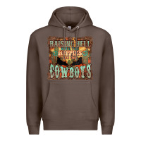 Coffee Raising hell with the hippies and the cowboys Premium Hoodie - HowdyJamesFarm