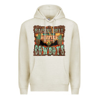 Oatmeal Heather Raising hell with the hippies and the cowboys Premium Hoodie - HowdyJamesFarm