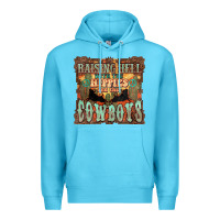Ocean Blue Raising hell with the hippies and the cowboys Premium Hoodie - HowdyJamesFarm
