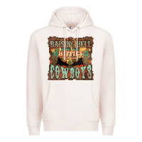 Pale Pink Raising hell with the hippies and the cowboys Premium Hoodie - HowdyJamesFarm