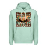 Seafoam Raising hell with the hippies and the cowboys Premium Hoodie - HowdyJamesFarm