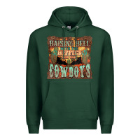 Sports Green Raising hell with the hippies and the cowboys Premium Hoodie - HowdyJamesFarm