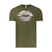 Vintage Olive baseball lips Vintage Tee - AdoDesignShop