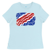 Baby Blue Patriotic tie dye background 4th of july Ladies Tee - CowGirlArtShop