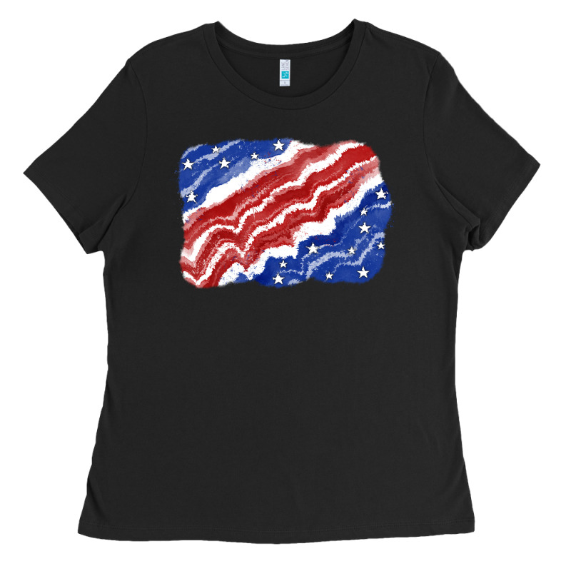Patriotic Tie Dye Background 4th Of July Ladies Tee by CowGirlArtShop | Teevron