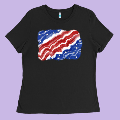 Patriotic Tie Dye Background 4th Of July Ladies Tee Designed By Cowgirlartshop