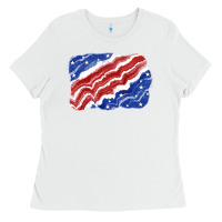 White Patriotic tie dye background 4th of july Ladies Tee - CowGirlArtShop
