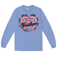 Colony Blue valentine's day pencil heart teacher quotes Long Sleeve Tee - MaliasSmallBusiness