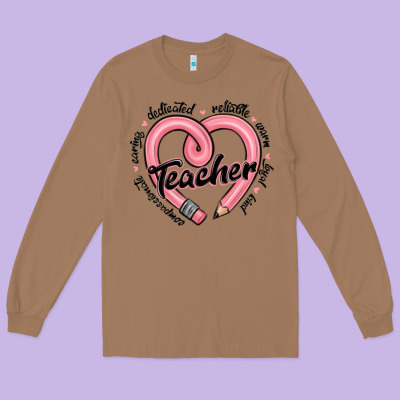 Valentine's Day Pencil Heart Teacher Quotes Long Sleeve Tee Designed By Maliassmallbusiness