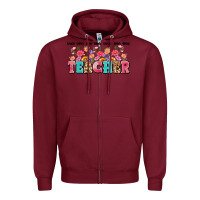 Burgundy teach them love them watch them grow teacher Zipper Hoodie - Artiststas