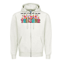 Oatmeal Heather teach them love them watch them grow teacher Zipper Hoodie - Artiststas