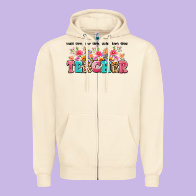 Teach Them Love Them Watch Them Grow Teacher Zipper Hoodie Designed By Artiststas