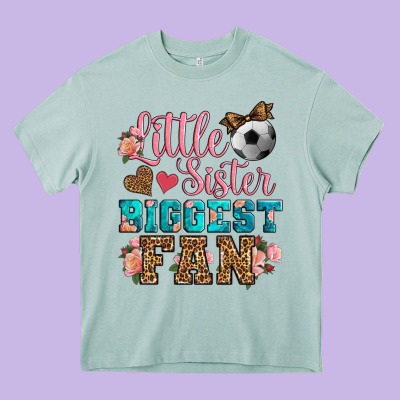 Little Sister Biggest Fan Soccer Heavy Core Tee Designed By Hra Design Shop