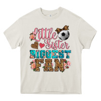 Cream little sister biggest fan soccer Heavy Core Tee - HRA Design Shop