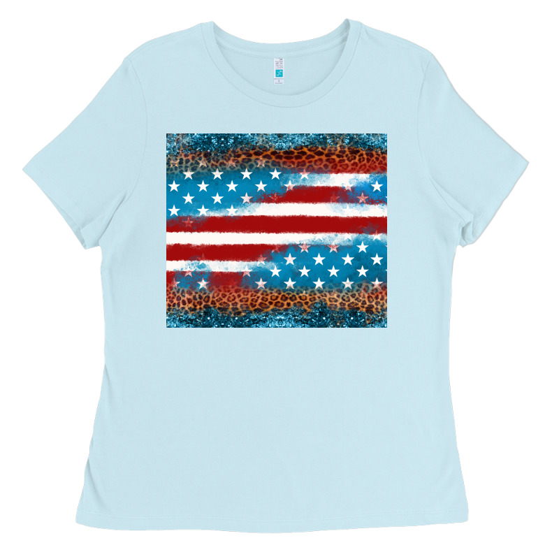 Leopard Glitter American Flag Tumbler Ladies Tee by Neo Western | Teevron