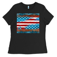 Black Leopard glitter American flag tumbler Ladies Tee - Neo Western