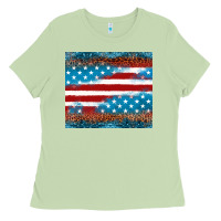 Matcha Leopard glitter American flag tumbler Ladies Tee - Neo Western