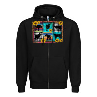Black cow sunflower leopard Zipper Hoodie - Artiststas