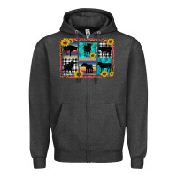Charcoal Heather cow sunflower leopard Zipper Hoodie - Artiststas