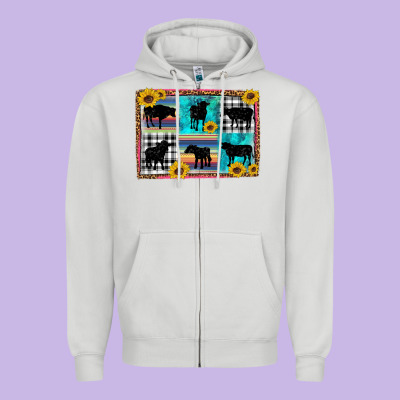 Cow Sunflower Leopard Zipper Hoodie Designed By Artiststas