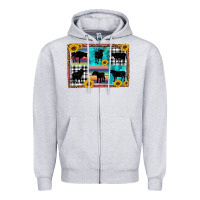 Heather Grey cow sunflower leopard Zipper Hoodie - Artiststas