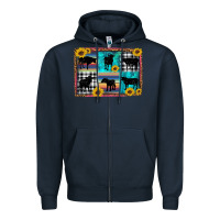 Navy cow sunflower leopard Zipper Hoodie - Artiststas