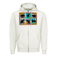 Oatmeal Heather cow sunflower leopard Zipper Hoodie - Artiststas