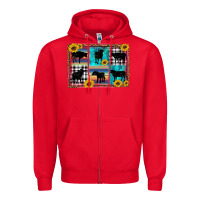 Red cow sunflower leopard Zipper Hoodie - Artiststas