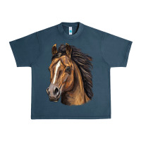 Midnight Navy quarter horse portrait Urban Heavy Tee - LillyAllenDesigns