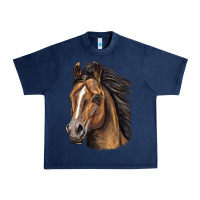 Navy quarter horse portrait Urban Heavy Tee - LillyAllenDesigns