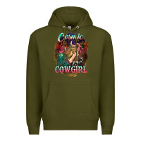 Army Green Cosmic Cowgirl Premium Hoodie - HowdyJamesFarm