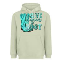 Matcha Give Cancer the boot Ovarian Cancer teal ribbon Heavyweight Hoodie - NancyCooperArtShop