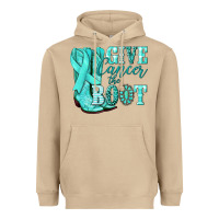 Mushroom Give Cancer the boot Ovarian Cancer teal ribbon Heavyweight Hoodie - NancyCooperArtShop